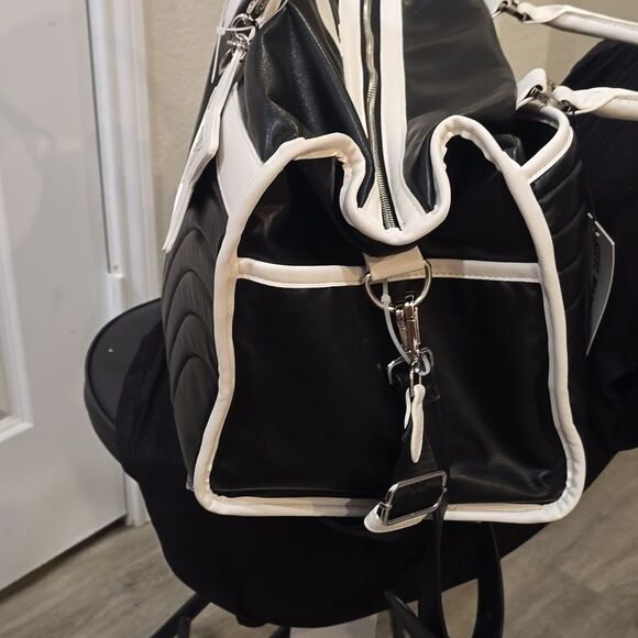 Steve Madden BSaints Duffel Bag- Black/White